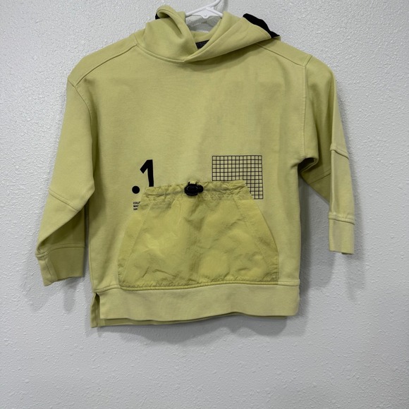 Zara Other - ZARA Kids Yellow Graphic Hoodie Size 6 116 Kangaroo Pocket Drawstring